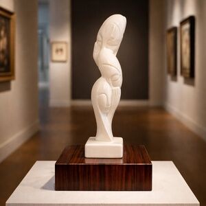 Mid Century Modern 3 Faces Ceramic Sculpture Modernist Cycladic Style 15"